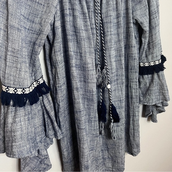 Style & Co. Peasant Off The Shoulder Tassels Bell Sleeve Cotton Blouse Size S - Picture 3 of 6